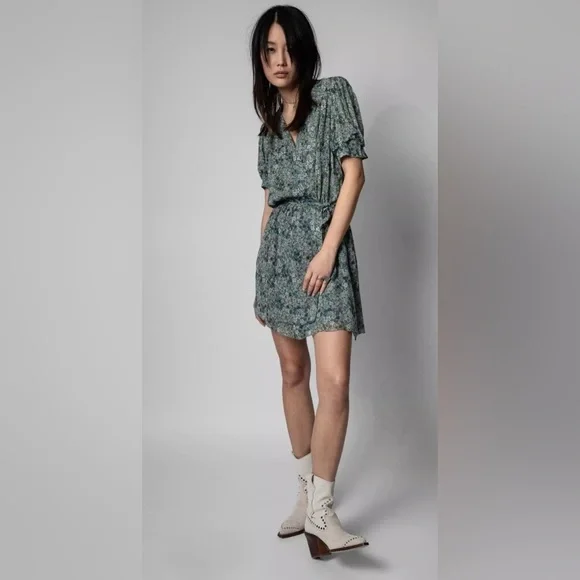 Zadig& Voltaire Betty Mousseline Liberty Garden Floral Wrap Dress, Mini, S - Picture 2 of 15